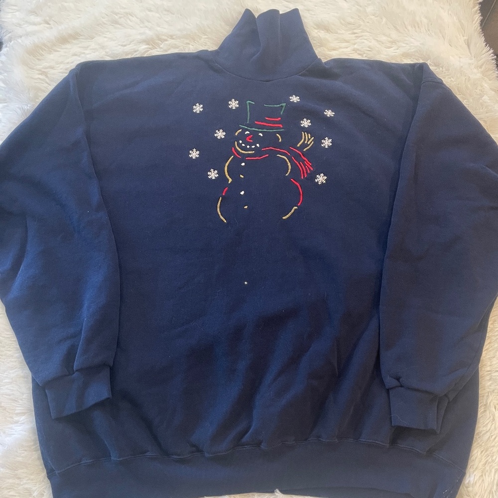 Vintage 90's Snowman turtleneck sweatshirt‎ 3XL woman's Made in USA